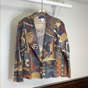 Vintage Willow Ridge Aztec Southwestern Patterned Blazer w/ Pockets- 12P